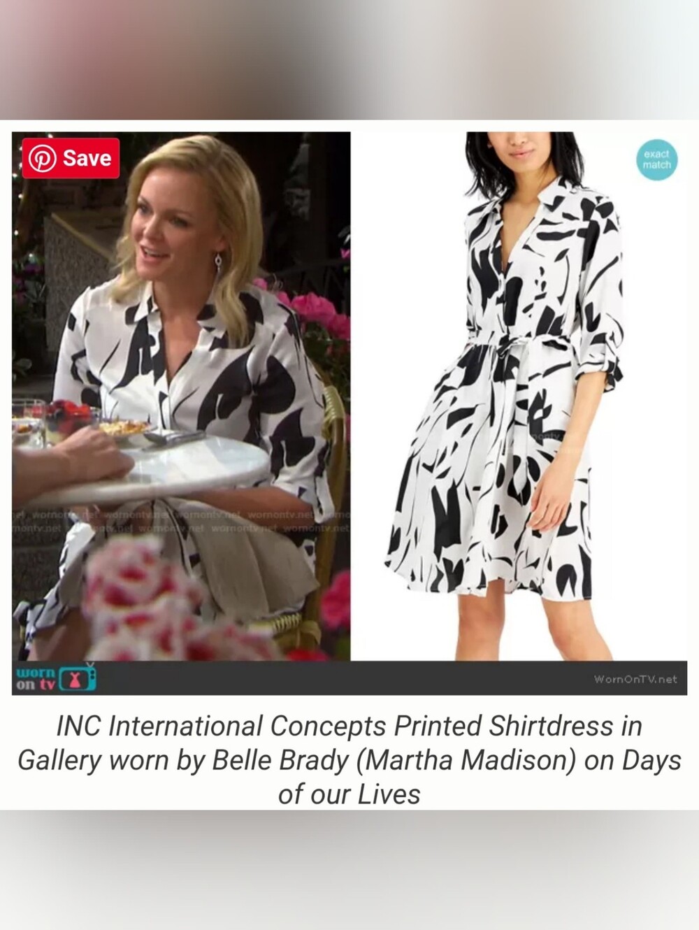 INC Satin Abstract Black White Tv Favorite Casusl Brunch Midi Dress